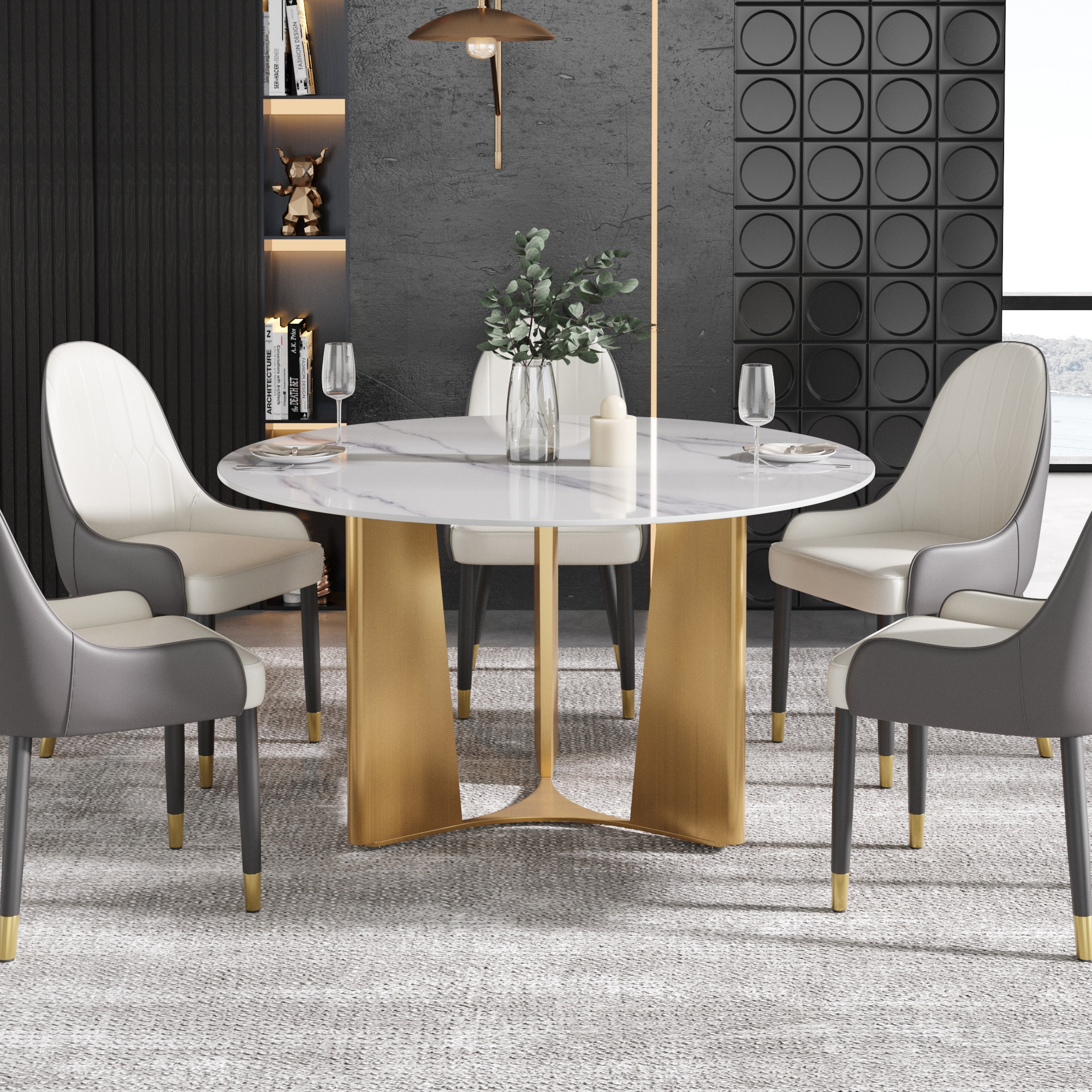 Marble Dining Table Round Rotate Stylish Functional
