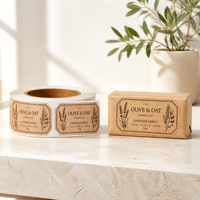 Rouleau d'étiquettes personnalisées en papier kraft pour savon, avec logo découpé, autocollantes, décoratives, faites à la main, pour emballage