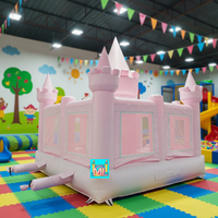 Château gonflable commercial rose en PVC avec souffleur, centre de jeux souple d'extérieur, toboggan et aire de saut certifiée CE