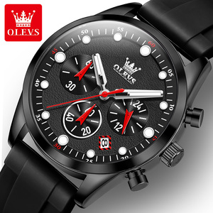 Montres pour hommes Olevs 5602, chronographe sport décontracté, montre-bracelet, grand cadran, aiguilles lumineuses, montres à quartz - Product Image 2