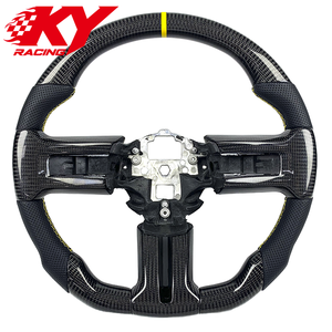 Accessoires intérieurs automobiles, volant sport en cuir noir et fibre de carbone pour Ford Mustang GT GT350 500 Shelby 2009-2014 - Product Image 1