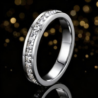 Bague de mariage unisexe en acier inoxydable et titane, style Ins, luxe léger français, avec zircon étoilé, couleur or rose, résistante au ternissement