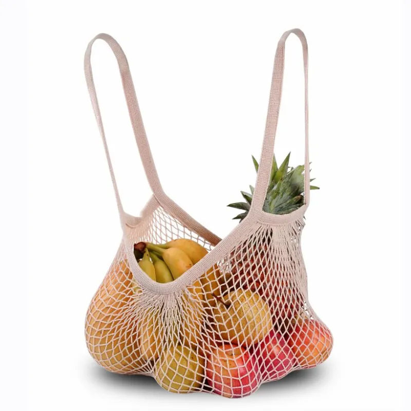 पुन: प्रयोज्य कार्बनिक कपास मेष ढोना बैग शॉपिंग कपास जाल उपज बैग फल सब्जी जाल बैग के साथ कस्टम लोगो