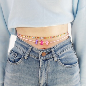 สายคาดเอวแบบยืดหยุ่นประดับโบว์สีชมพู 75 ซม. ดีไซน์ใหม่จาก Gaby เครื่องประดับชายหาด - Product Image 1