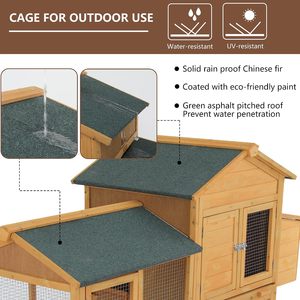 Gallinero de Madera Resistente para Exteriores con Gran Corral, Techo Impermeable de Asfalto, Casa para Gallinas de Madera para Jardín - Product Image 6