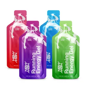 Paket Minuman Nutrisi Olahraga Logo Pribadi Cetak Kustom Kemasan Minuman Jus Biodegradable Kantong Gel Energi Cerat
