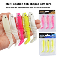 Leurres souples multicolores en PVC avec queue en forme de pagaie (paddle tail) et effet phosphorescent – ​​8 cm / 10 cm