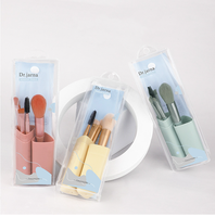 Ensemble de 5 pinceaux cosmétiques Morandi en poils synthétiques avec manche en bois pour le maquillage du visage, la poudre libre, les fards à paupières, les cils et le peigne