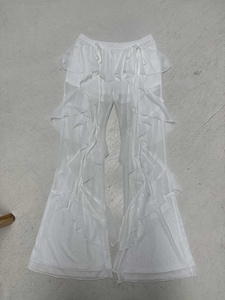 Pantalones de mujer de cintura alta con volantes de gasa, acampanados, transparentes, de ajuste holgado, a la moda, informales, para fiesta o playa - Product Image 6