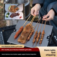 Table de barbecue pliante en titane pur pour l'extérieur, portable, légère, écologique, pour le camping, rangement, 2-3 personnes