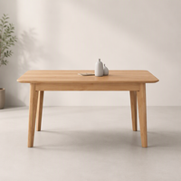 Table à manger rectangulaire en bois massif de style nordique, couleur bois naturel, pour la maison, la salle à manger, le restaurant