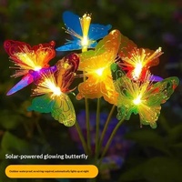 Lampe solaire extérieure à fibres optiques en forme de papillon, best-seller transfrontalier, colorée, pour jardin, paysage, décorative, à poser au sol/gazon