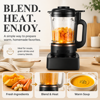 Blender Komersial Tugas Berat Pembuat Smoothie Penghancur Es Penggiling Jus Wadah Kaca Pemanas Pencacah Mode Turbo 5+ Hotel