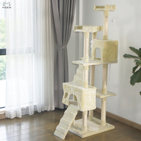 Arbre à chat multi-niveaux avec poteaux à gratter en sisal, deux condos, structure d'escalade en peluche pour chat avec échelle