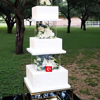 Support à gâteau carré transparent à 4 niveaux, séparateur de gâteau en acrylique remplissable, présentoir à desserts pour anniversaire et mariage, fournitures de décoration de gâteaux
