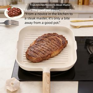 Poêle antiadhésive en pierre Maifan, mini poêle à œufs et steaks <span class=keywords><strong>pour</strong></span> la maison, poêle à frire multifonctionnelle avec manche en bois, compatible induction <span class=keywords><strong>pour</strong></span> le petit-déjeuner - Product Image 2