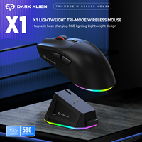 Souris de jeu légère rechargeable avec base de charge, capteur optique haute résolution, clic silencieux, pour PC, ordinateur portable, bureau, durable
