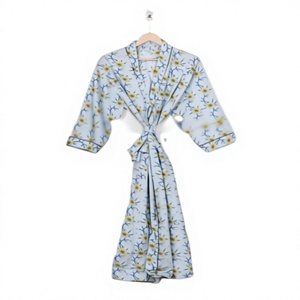 Camisones de Mujer Hechos a Mano 100% Algodón Natural con Estampado Floral, Cuello en V, Cierre con Cordón, Impresión Digital, Seda Súper Suave - Product Image 1