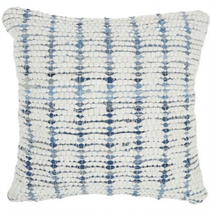 Bohemian Geometric Woven <b>Throw</b> Pillow Square Wool Non-Toxic Customizable <b>Blue</b> White Indoor Outdoor Decorative Cushion Cover - Product Image 1