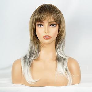 Perruque synthétique HONGBANG marron clair, mono frontale, pour <span class=keywords><strong>femme</strong></span>, longue et droite, pré-coupée, résistante à la chaleur, sans colle, petite taille, pour vente en gros - Product Image 2