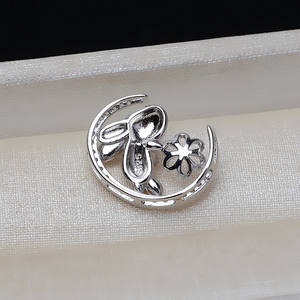 Pendentif Lapin du Zodiaque en Argent S925, Accessoires DIY, Collier avec Base Vide pour Perle de 7-8 mm et Cheveux de Fœtus, Incrustation 3247 - Product Image 4