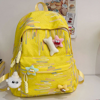 Sac à dos de voyage et scolaire unisexe décontracté bicolore en nylon beige-gris géométrique avec fermeture éclair antivol, 36-56L, plusieurs poches