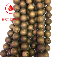 Perles de pierres précieuses rondes en agate drusy métallique en gros pour la fabrication de bijoux