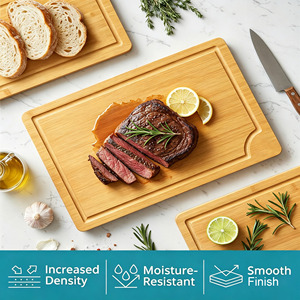 Ensemble de 3 planches à découper en bambou épais, grandes planches à découper en bois avec rainure pour les jus, double face, réversibles, planches de <span class=keywords><strong>cuisine</strong></span> organiques - Product Image 5