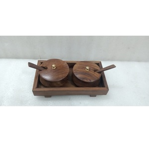 Premium Wooden Spice <b>Box</b> with Lid and Spoon for Kitchen Masala Storage Organizer Available at Competitive Price - Product Image 1