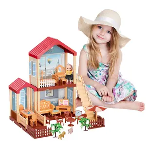 Factory Price DIY Villa Set With Girl Doll Play House Russian Dollhouse Best Kids Toy For Children