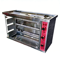 헬락센 상업용 가스 로티세리 그릴 스테인리스 스틸 회전식 바베큐 호텔용 1800W 0-400
