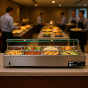 Vevor Bain-marie électrique commercial 8 x 1/2 bacs, en acier inoxydable, pour comptoir, équipement de restauration - Product Image 2