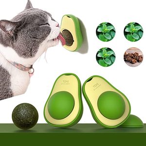 Snack Salutare Rotante per Gatti, Giocattolo da Masticare per Gattini, Palla da Leccare Commestibile con Menta, Palla da Parete con Catnip all'Avocado, Giocattoli per Gatti, Catnip Avocado - Product Image 4