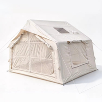 Tente de glamping gonflable 320x250x210cm avec 8 mètres carrés de surface au sol, grandes fenêtres et structure à poutres pneumatiques