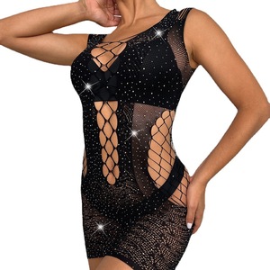 Lencería sensual al por mayor para mujer, lencería erótica hueca, vestido sin entrepierna, medias de rejilla sexys - Product Image 5