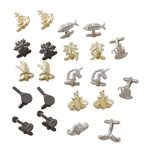 Boutons de manchette pour hommes amusants, style tendance et mignon, or, argent, noir, accessoires de chemise française, laiton, stock <span class=keywords><strong>KERONG</strong></span>, cadeau - Product Image 1