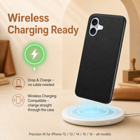 Étui de téléphone en cuir Togo à grain de litchi PU, compatible avec la charge sans fil, coque de protection pour iPhone 12 13 14 15 16