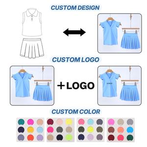 طقم يوجا مخصص للفتيات من تياوس، صندوق مفاجآت يحتوي على توب بدون أكمام بأكتاف مجنحة وتنورة مطوية مع تطريز - Product Image 2