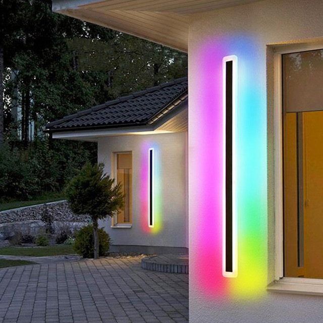 Indoor Outdoor RGB Sconce Linear Long Strip Wall Light Garden Porch Led Long Wall Lamp