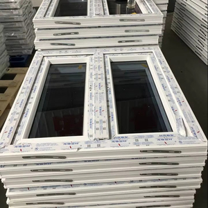 Fourniture en gros de fenêtres et de portes de maison coulissantes à <span class=keywords><strong>double</strong></span> <span class=keywords><strong>vitrage</strong></span> UPVC blanc à battant économique - Product Image 1