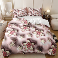 Ensemble de housse de couette et de drap de lit pour chambre à coucher, imprimé en fourrure simulée en forme de cœur rose et bleu