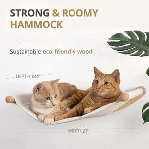 Sistema Interactivo de Enriquecimiento <span class=keywords><strong>para</strong></span> Mascotas: Hamaca Acolchada <span class=keywords><strong>para</strong></span> Gatos con Estructura de Madera Natural y Escalones de Cuerda <span class=keywords><strong>para</strong></span> que los Gatos Activos se Suban, se Escondan y se Siervan la siesta - Product Image 2