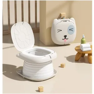 Schlussverkauf Kunststoff Karikatur Tier Baby Reisen Klapp-Potty tragbar Toilettentraining-Sitz