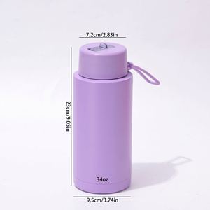 Custom 1L 1000ml Australia Frank Vacuum <b>Flask</b> Stainless Steel Insulated 34oz Water Drink Bottle with Flip Straw Lid Strap - Product Image 2
