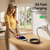 Câble de charge rapide USB A vers USB C en nylon tressé 3A 1M, cordon de chargeur de type C durable pour téléphones mobiles Samsung Xiaomi Android