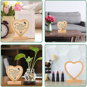 Espejo de madera con forma de corazón Yuka, marco de bambú, adorno de escritorio grabado, regalo de aniversario para esposa o novia - Product Image 4