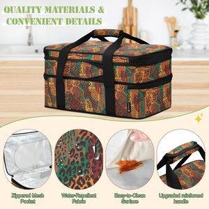 All-over CustomPrint Double Layer Expandable Casserole Bag Insulated Food Carrier Cooler Bag for Potluck Picnic Catering - Product Image 5