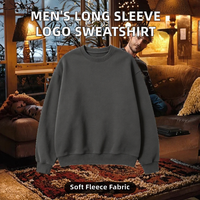 Pakaian Olahraga Pria Lengan Panjang dengan Logo Bordir, Sweatshirt Kerah Bulat Polos untuk Musim Dingin, Cetak Digital, Tenun Nonwoven.