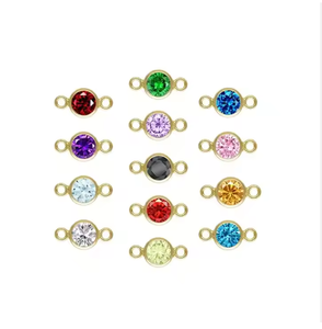 925 Sterling Bạc bezel tip dưới Zircon quyến rũ kết nối mảnh <span class=keywords><strong>3</strong></span>/4/6mm Birthstone Mặt dây chuyền với đôi Vòng đồ trang sức phát hiện - Product Image 6