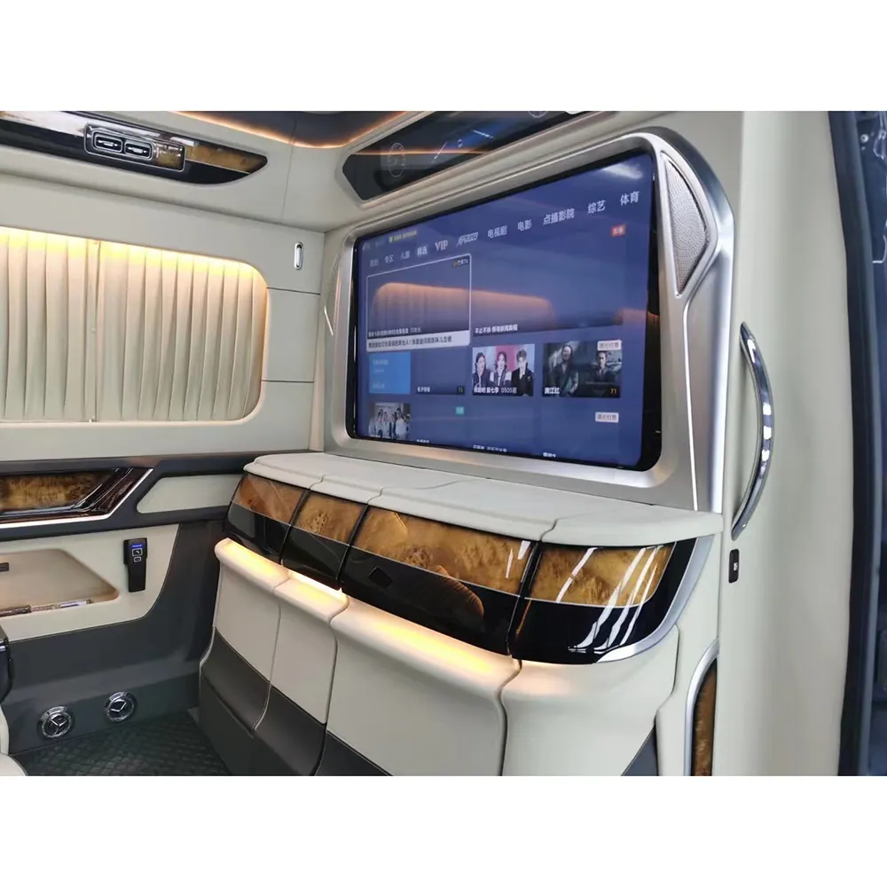 Dekorasi interior kendaraan penuh, dekorasi interior kursi mobil mewah, partisi tirai lampu atap untuk Hiace mpv van